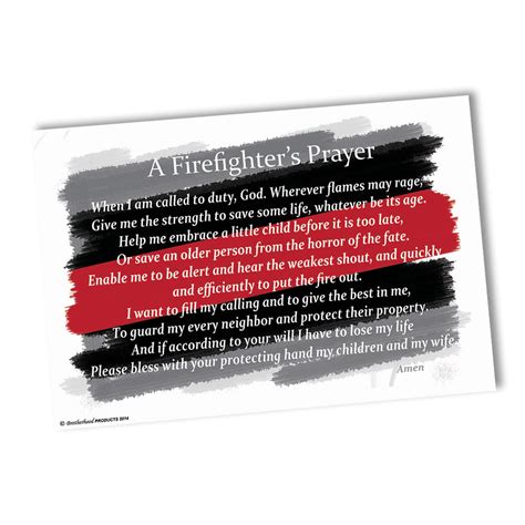 Firefighters Prayer Thin Red Line Fireman Poster 24x36 Or 11x17