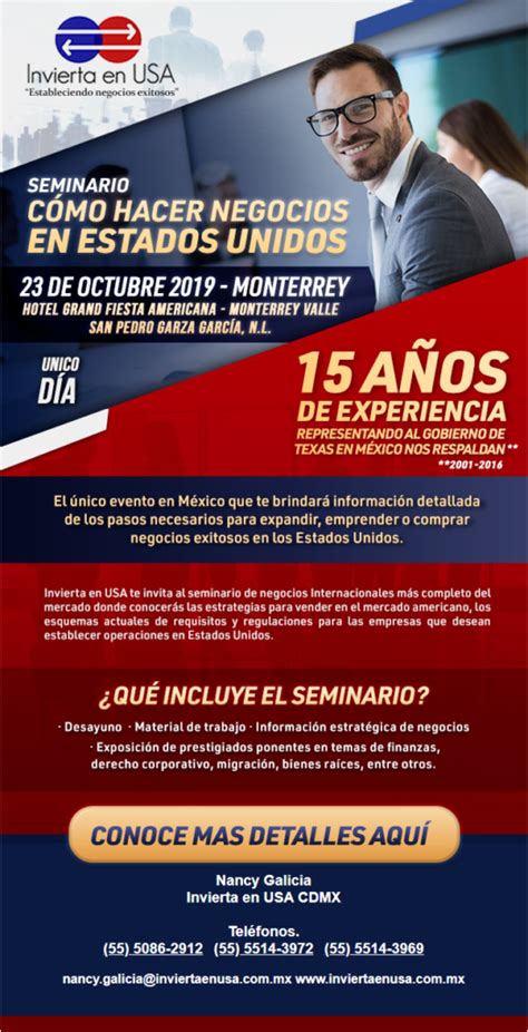 Cómo hacer negocios exitosos en Estados Unidos 23 Octubre 2019 Monterrey