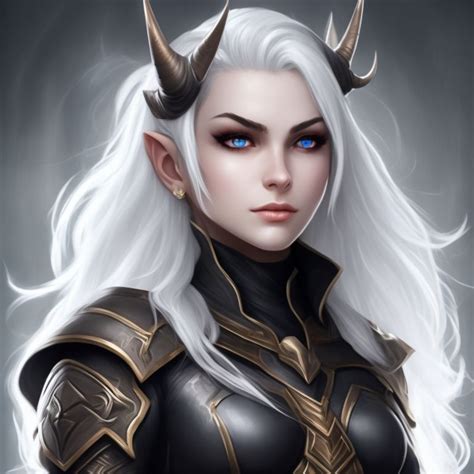 Great Chough318 Kind Tiefling Paladin Female With White Hair