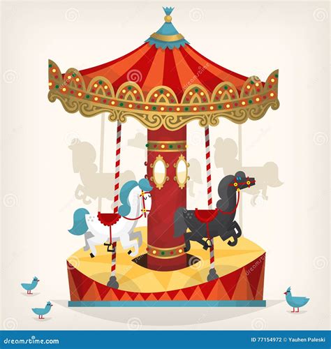 Carousel With Horses Stock Vector Illustration Of Recreation 77154972