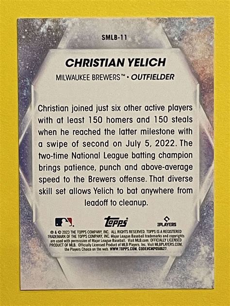 Christian Yelich Topps Stars Of Mlb Smlb Milwaukee Brewers Ebay