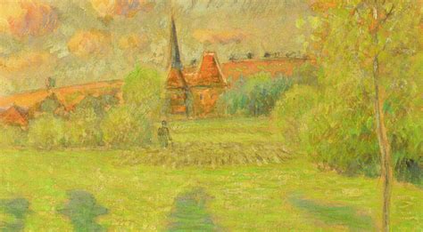 The Shepherd And The Church Of Eragny Greeting Card By Camille Pissarro