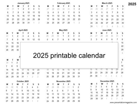 2025 Free Calendar Printable Pages Templates Ppt Sande Cordelia