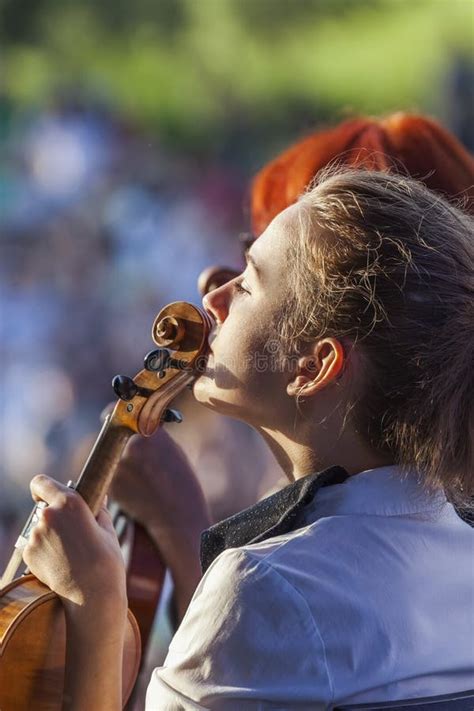 Young Woman Playing The Violin At Outdoors Stock Photo Image Of Adult