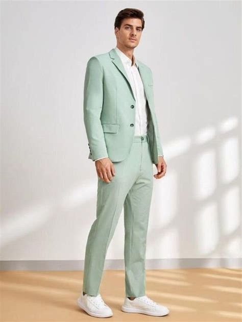 Men Suits Mint Green 2 Piece Slim Fir Luxury Elegant Wedding Etsy