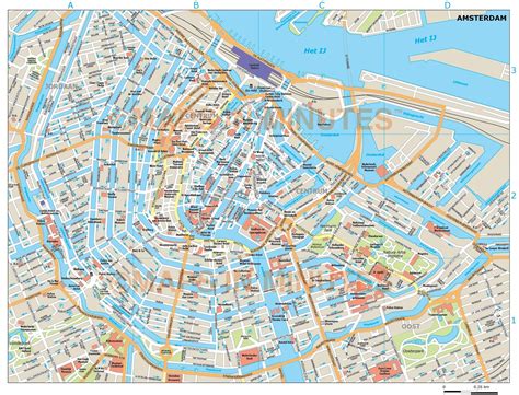 Vector Amsterdam city map in Illustrator and PDF digital formats