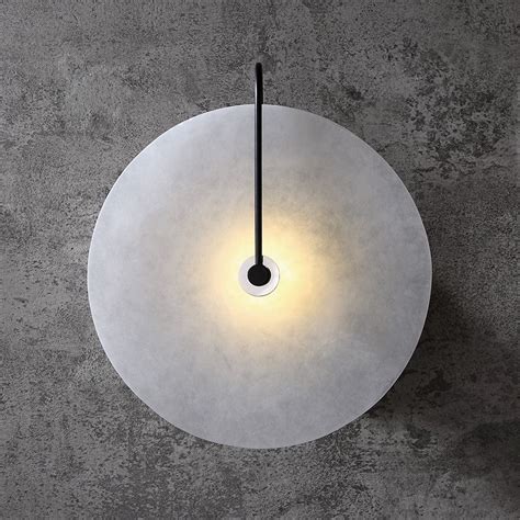 Modern White Marble Round Decorative Indoor Wall Sconce In Black Finish