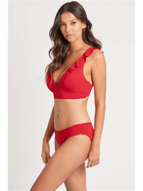 Sea Level Eco Essentials Regular Bikini Bottom In Red Sandpipers