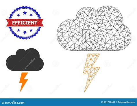 Polygonnetz Gewitterwolke Symbol Und Grunge Bicolor Effizientes