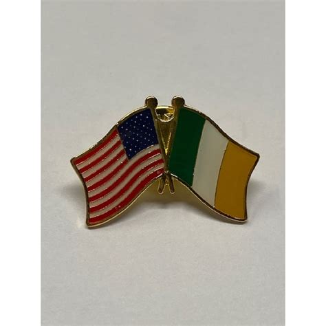 Burke And Hogan Irish And American Flag Lapel Pin Jewelry Brooches Pins