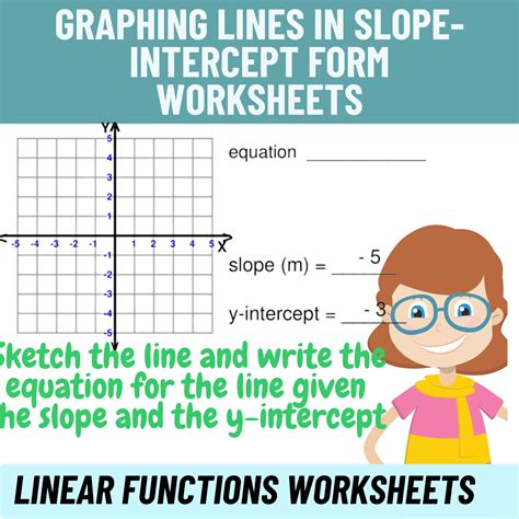 Linear Functions Graphing Lines In Slope Intercept Form Worksheets