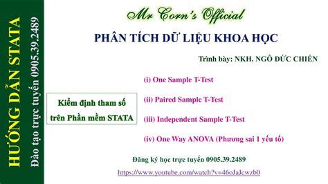 STATA Hướng dẫn các Phép Kiểm định T Test One Way ANOVA Phương sai