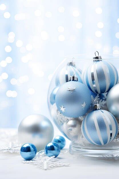 Premium Photo | Christmas Decor with Blue and Silver Decorations