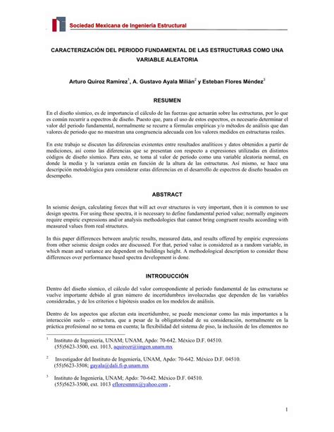 Pdf Sociedad Mexicana De Ingenier A Estructural Pdf Filevalores