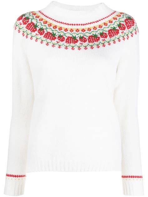 Mackintosh Kelsi Fair Isle Knit Jumper In White Modesens Gb