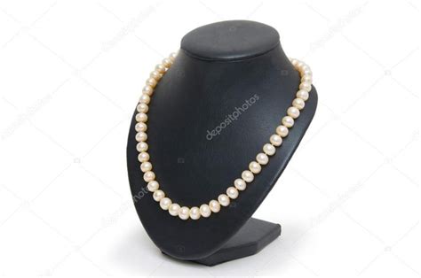 Pearl Necklace On Black Mannequin Isolated Stock Photo SPONSORED