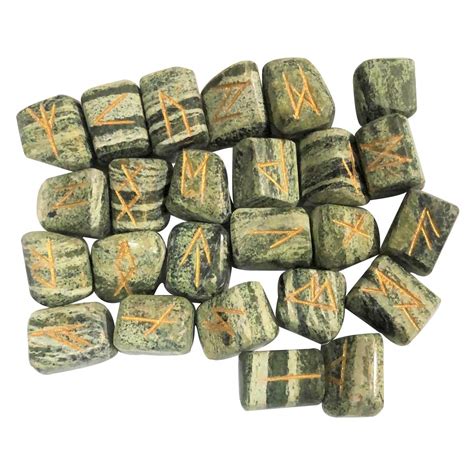 Crocon Zebra Jasper Runes Stones Set Engraved Elder Futhark Alphabets