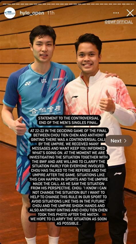 Kontroversi Di Balik Duel Chou Vs Ginting Di Hylo Open 2022