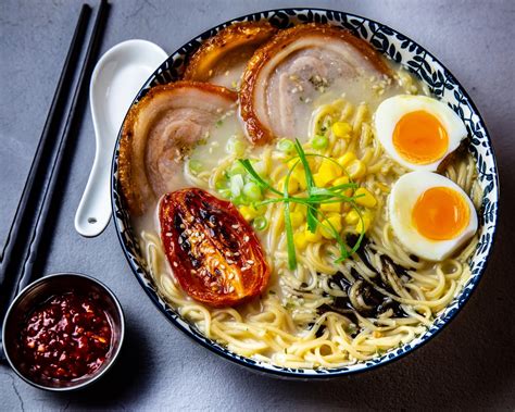 Homemade Tonkotsu Ramen With Leftover Porchetta And Black Garlic Oil