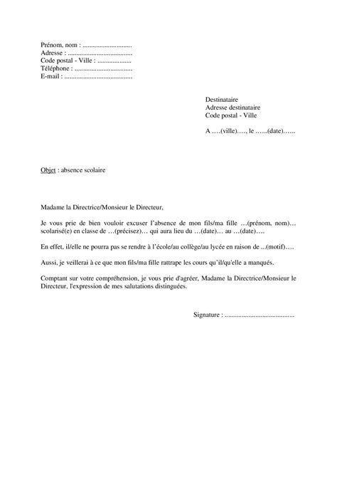 Exemple De Lettre D Excuse Pour Absence A L Ecole Financial Report