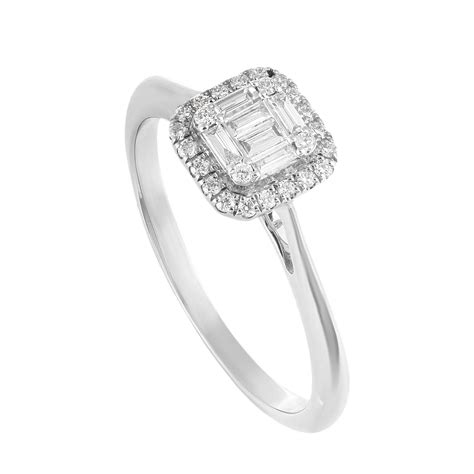 Square Shape White Gold Diamond Ring