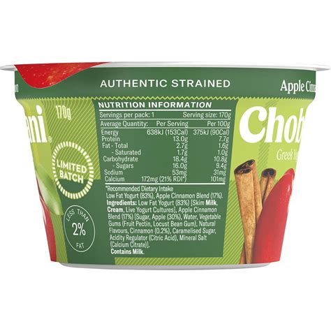 Chobani Apple Cinnamon Greek Yoghurt 170g Woolworths