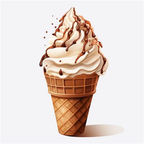 Premium Ai Image There Is A Chocolate Ice Cream Cone With A Chocolate Drizzle On Top Generative Ai