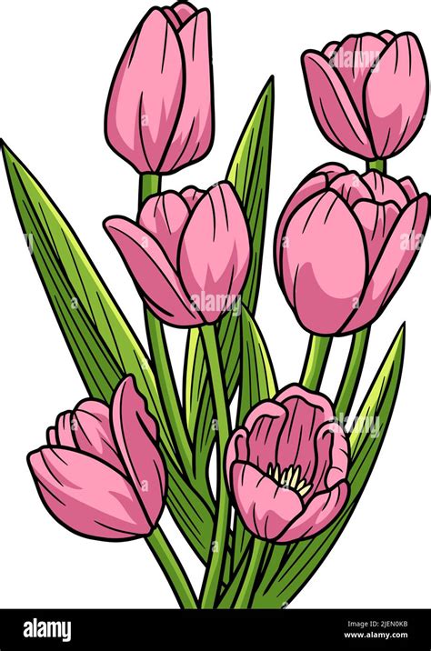 Tulip Flower Cartoon Colored Clipart Illustration Stock Vector Image