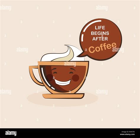 Kaffee Emoji Schale Mit Lustigen Zitat Vector Illustration Stock