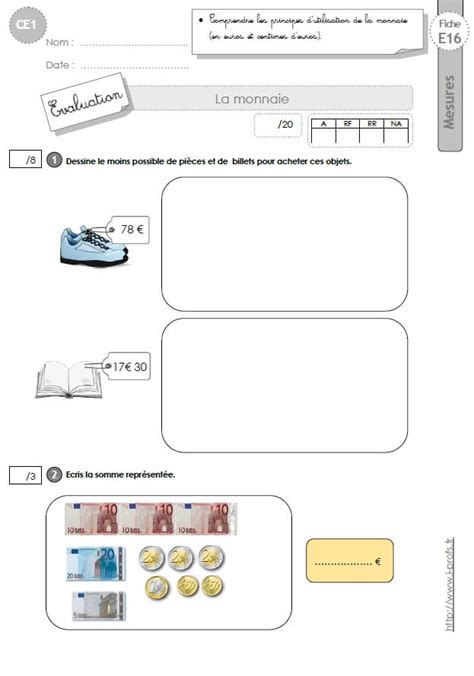 Ce Evaluation La Monnaie En Ce Cycle