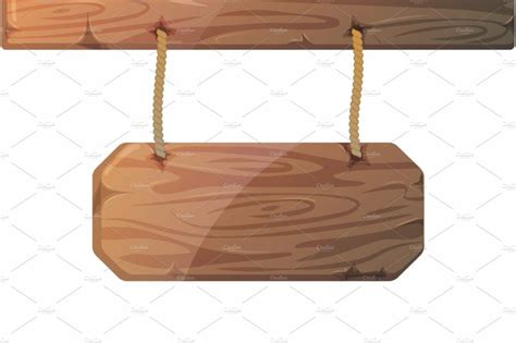 Wooden Signboard On Ropes MasterBundles