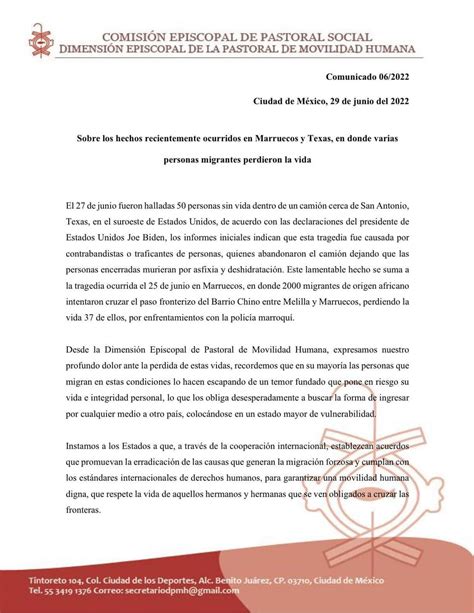 Comunicado 06 2022 Asunto Sobre Los Hechos Recientemente Ocurridos En