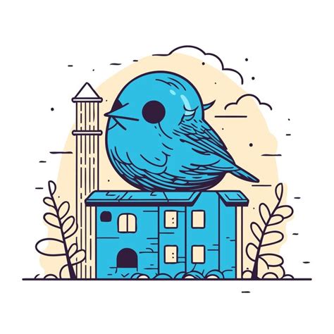 Illustration Vectorielle D Un Mignon Oiseau Bleu Sur Le Fond D Un