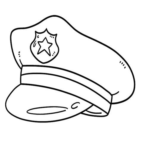 Sombrero de policía aislado página para colorear para niños Vector