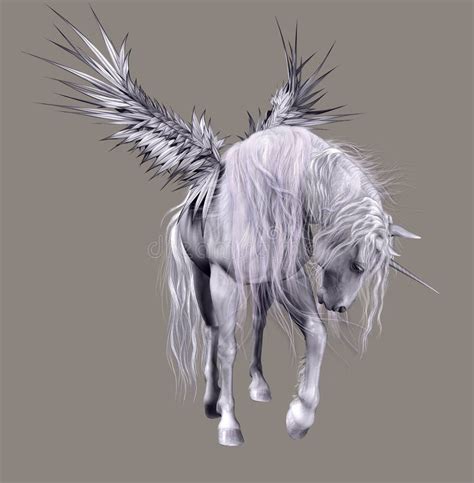 Mythique Licorne Blanche Posant Avec Le Chemin De Coupe Illustration