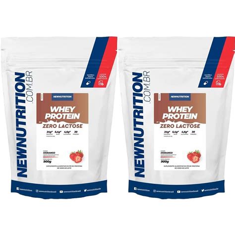 Kit X Whey Protein Zero Lactose G Refil Morango Newnutrition