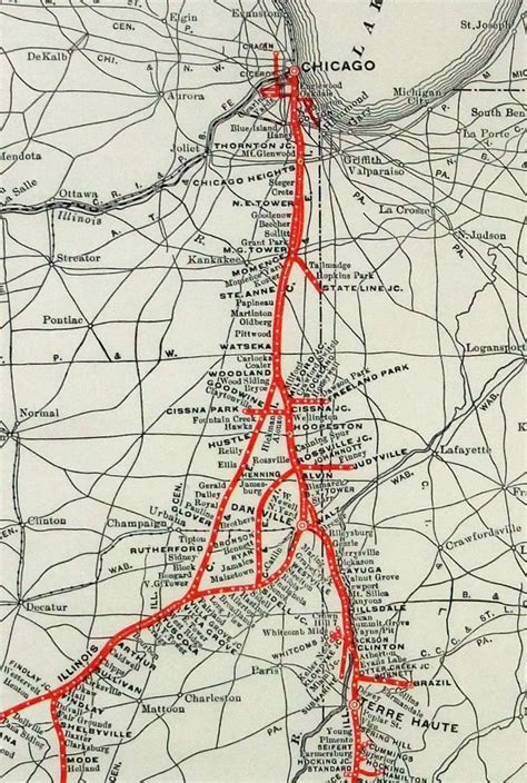 Original 1927 Dated Map Of The Chicago And Eastern Illinois Railway 1851636799