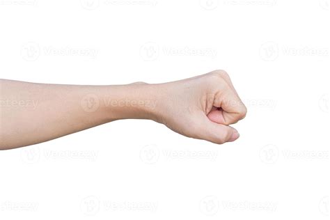 Mans Hand Isolated On A White Background Showing Fist From Side With