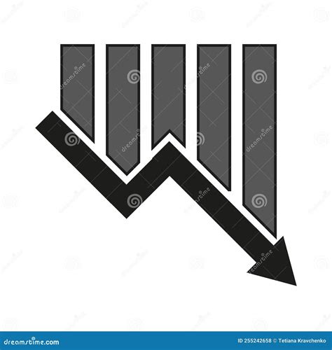 Flat Icon With Graph Down Icon Profit Arrow Growth Chart Sign Vector