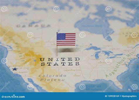 The Flag of the United States in the World Map Stock Image - Image of ...