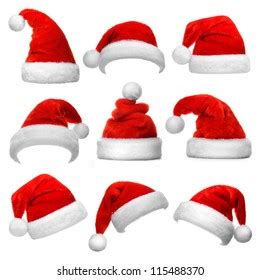 Realistic Christmas Santa Claus Red Hats Stock Vector Royalty Free