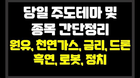 당일 장중 주도테마 및 종목 간단정리 흑연정치원유천연가스금리로봇 이랜시스상보지에스이제이씨현시스템에코프로