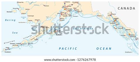 Map Alaska Marine Highway System Ferry Stock Vector Royalty Free