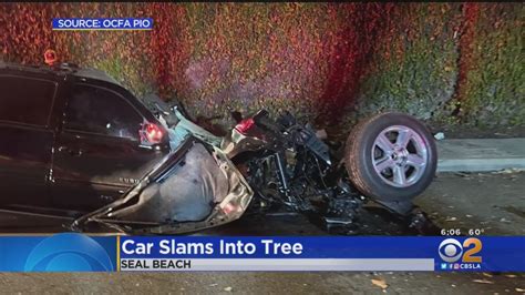 Car Slams Into Tree In Seal Beach Youtube