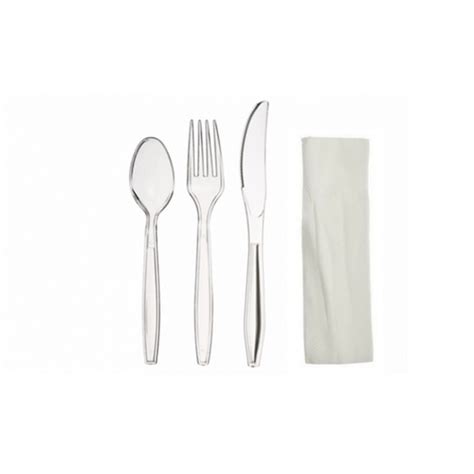 Set 100 Bucati Cutit Furculita Lingura Servetel Unica Folosinta Lux