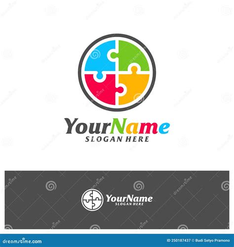 Colorful Puzzle Logo Design Template Puzzle Logo Concept Vector Stock