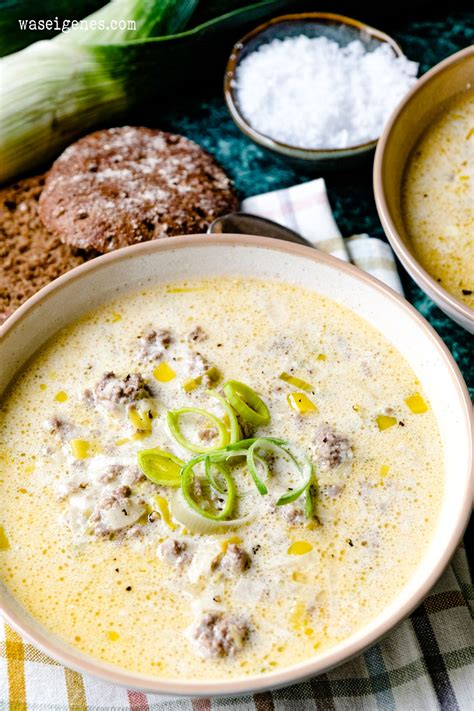 Klassische K Se Lauch Suppe Mit Hackfleisch Einfach Lecker