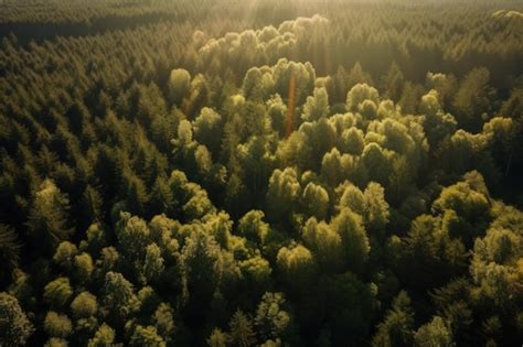 Premium Ai Image The Sun Shines Through The Trees In The Forest