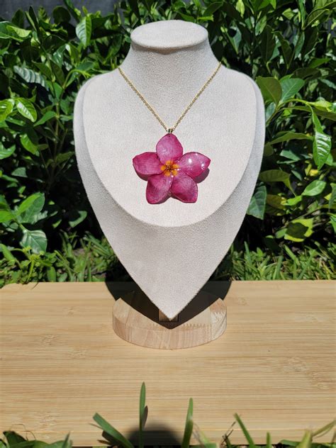 Red Pink Yellow Plumeria Necklace925 Sterling Silver Chain18k Gold