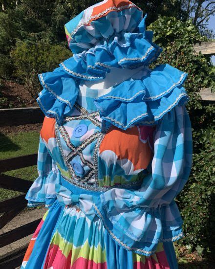 Masquerade Blue Gingham Pantomime Dame Costume To Hire Pantomime Costumes